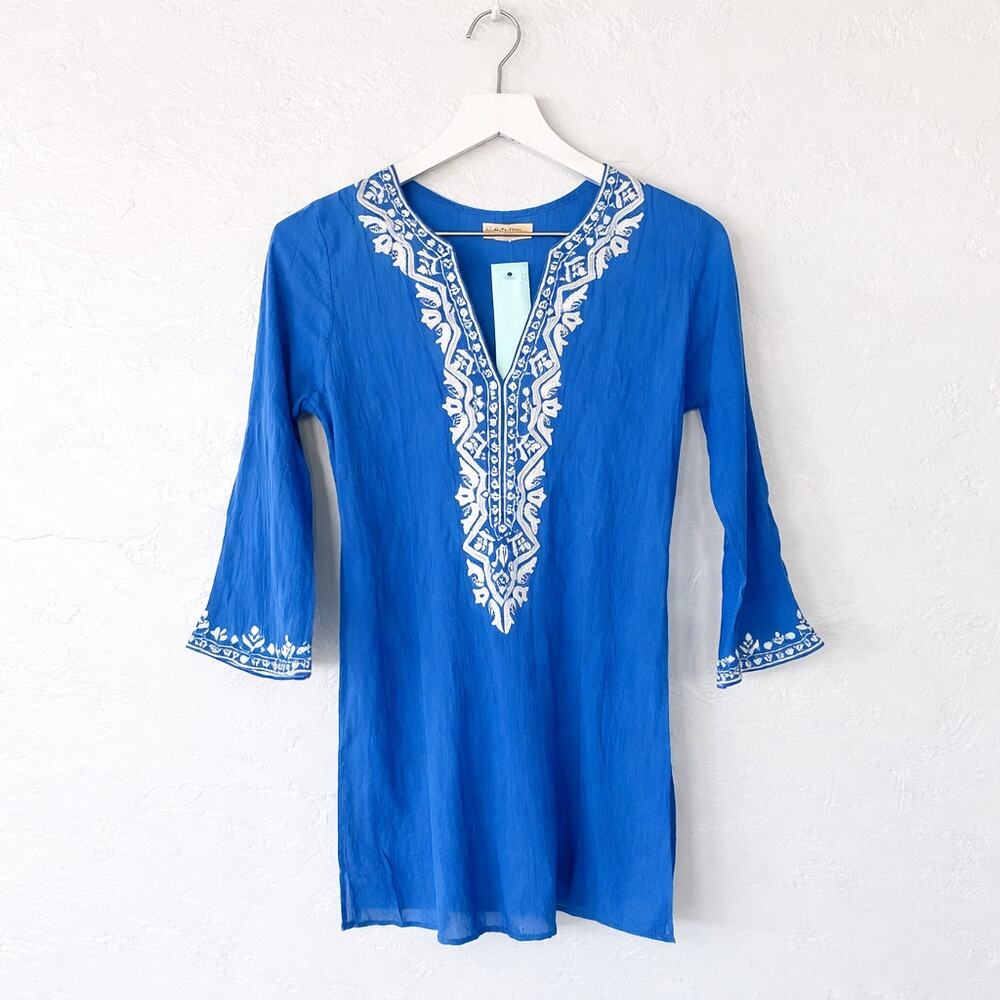 Sulu Collection Blue Embroidered Tunic size 2 NWT